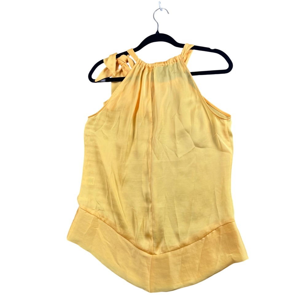 New York & Company Satin Halter Top M Butter Yellow Coquette Balletcore Y2K - Picture 2 of 8